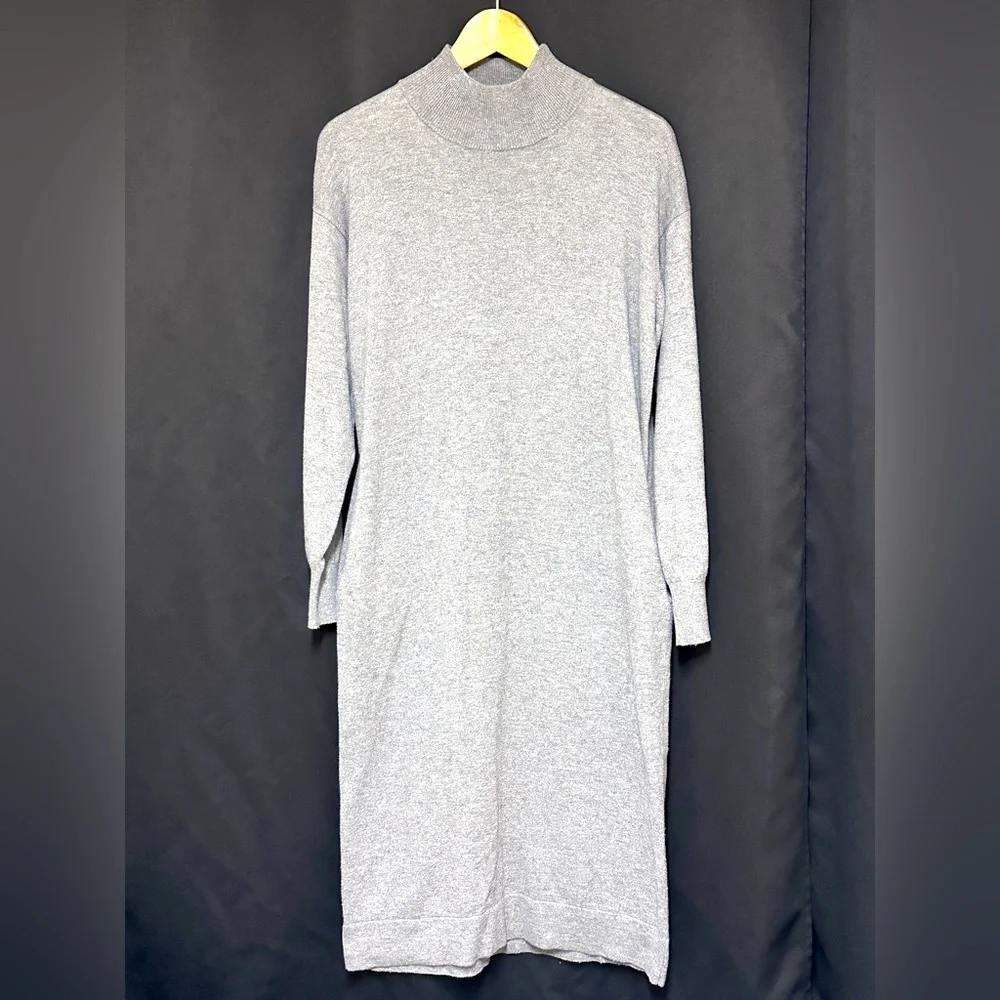 2 Pockets Gray Long Sleeve Moussy Maxi Dress Free Size